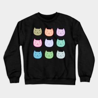 9 Pack Smiley Cat Pastel Pink Blue Green Crewneck Sweatshirt